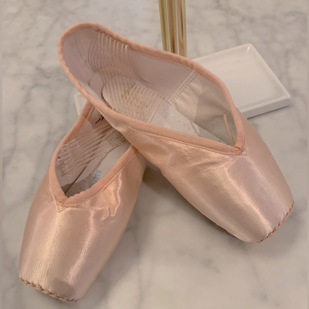 Ballerina Point Shoes Pink Satin Upper & Leather Sole